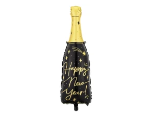 Balon foliowy Sylwester Szampan Happy New Year złoty 39,5 x 98 cm