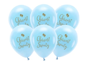 Balony lateksowe Eco Chrzest Święty błękit 33 cm 6 szt.
