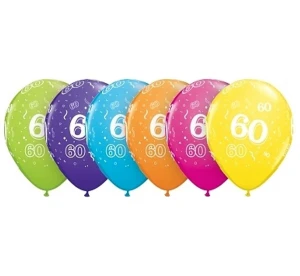 Balon QL 11" z nadr. "60" , pastel mix tropikalny / 6 szt.