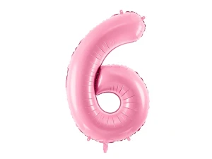 Balon foliowy Cyfra 6 różowy 86 cm