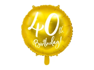 Balon foliowy 40 urodziny 40th Birthday złoty 45 cm