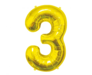 Balon foliowy Cyfra 3 złoty 85 cm