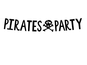 Baner Piraci Party czarny 14 x 100 cm