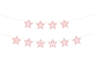 Baner Baby shower 290 x 16,5 cm jasnoróżowy dekoracje na przyjęcie baby shower