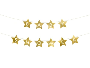 Baner Baby shower 290 x 16,5 cm złoty dekoracje na przyjęcie baby shower