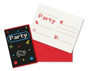 Zaproszenia z kopertami Gaming Party 6 szt.