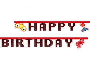 Baner Gaming Party Happy Birthday czerwony