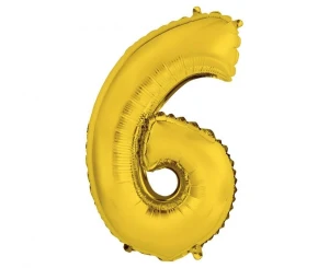 Balon foliowy Cyfra 6 złoty 35 cm