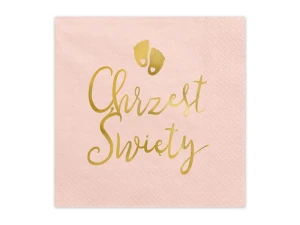 Serwetki papierowe Chrzest Święty 33 x 33 cm jasnoróżowe 12 szt.