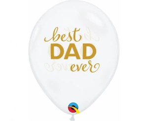 Balon QL 11" z nadr. Best Dad ever, przezroczysty/