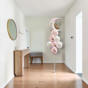 Zestaw balonów na Powitanie Dziewczynki - Miś na księżycu różowy 80 x 98 cm