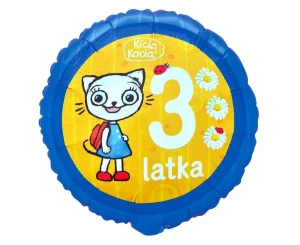 Balon foliowy 3 urodziny Happy 3 Birthday Kicia Kocia 45 cm