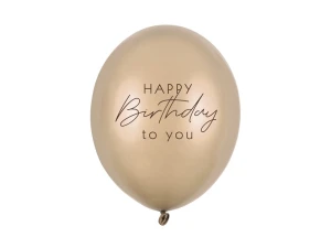 Balony lateksowe Happy Birthday Metallic Cold złote 30 cm 6 szt.