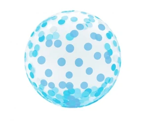 Balon foliowy Aqua kryształowy grochy niebieski przezroczysty 45 cm