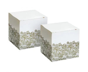 Pudełka papierowe na słodycze złote nadruk 5 x 5 x 5 cm 6 szt.