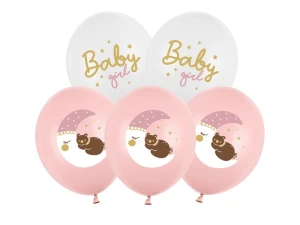 Balony lateksowe Baby Shower Baby Girl różowe 30 cm 6 szt.