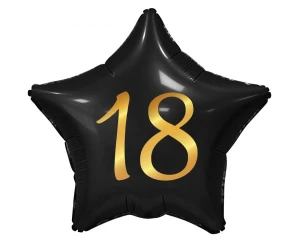 Balon foliowy 18 urodziny Happy 18 Birthday Gwiazda czarny 50 cm