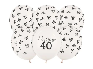 Balony lateksowe 40 urodziny Happy 40 Birthday Off-white Pastel 30 cm 6 szt.