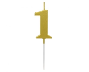 Świeczka Piker Cyfra 1 metaliczna złota 9,5 x 2,3 cm