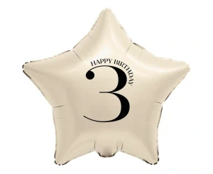 Balon foliowy 3 urodziny Happy 3 Birthday Gwiazda kremowy 45 cm