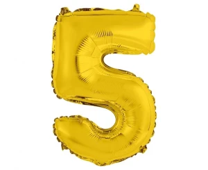 Balon foliowy Cyfra 5 złoty 35 cm