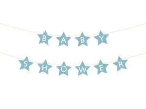 Baner Baby shower 290 x 16,5 cm jasnoniebieski dekoracje na przyjęcie baby shower