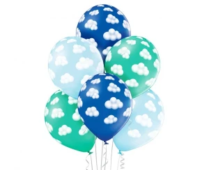 Balony lateksowe Fluffy Clouds Boy niebieskie 29 cm 6 szt. | dekoracje na przyjęcie gender reveal