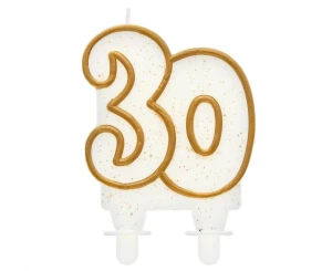 Świeczka Cyfra 30 złota kontur