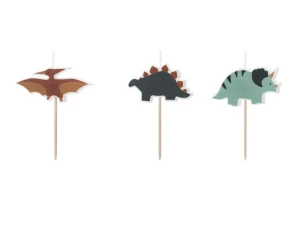 Świeczki urodzinowe Dinozaury 3 cm 3 szt.
