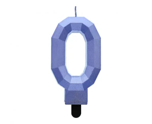 Świeczka Cyfra 0 Diament metalik ciemnoniebieska 7,6 cm