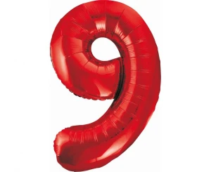 Balon foliowy Cyfra 9 czerwony 85 cm