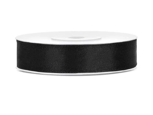 Tasiemka satynowa czarna 12 mm 25 m