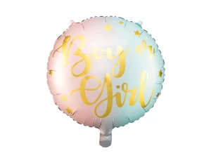 Balon foliowy Boy or Girl, 35cm, mix | dekoracje na przyjęcie gender reveal