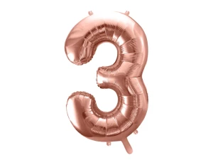 Balon foliowy Cyfra 3 różowe złoto 86 cm