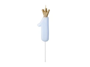 Świeczka urodzinowa Cyfra 1 jasny niebieska 9,5 cm