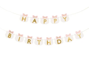 Baner Happy Birthday Kotki różowy 2,8 m