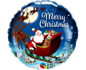 Balon foliowy 18" QL RND "Merry Christmas" (Św. Mikołaj)