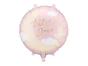 Balon foliowy pastylka Witaj w Domu jasnoróżowy 35 x 35 cm