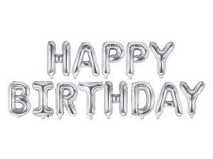 Balon foliowy Happy Birthday srebrny 340 x 35 cm