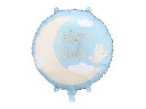 Balon foliowy Powitanie dziecka pastylka Welcome Baby jasnoniebieski 35 x 35 cm