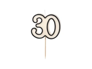 Świeczka urodzinowa liczba 30 biało-czarna 5,5 cm