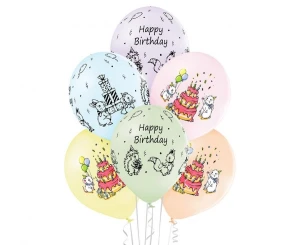 Balony lateksowe Cute Birthday 29 cm 6 szt.