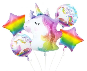 Balony foliowe zestaw Jednorożec 51-62 cm 5 szt.