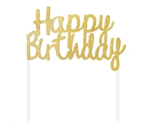 Dekoracja papierowa Happy Birthday złota 11 x 14 cm