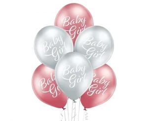 Balony lateksowe Baby Shower Baby Girl różowe 29 cm 6 szt. dekoracje na przyjęcie baby shower