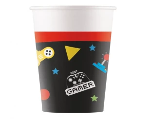 Kubeczki papierowe Gaming Party czerwone 200 ml 8 szt.