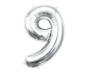 Balon foliowy Cyfra 9 srebrny 85 cm