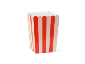 Pudełka papierowe na popcorn czerwono-białe 11 x 11 x 15,5 cm 6 szt.