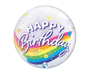 Balon Bubble Birthday Rainbow Jednorożec przezroczysty 55 cm