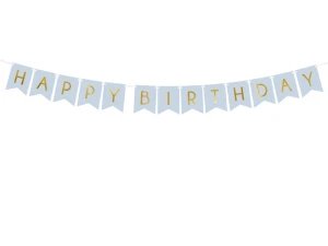 Baner Happy Birthday niebieski 15 x 175 cm